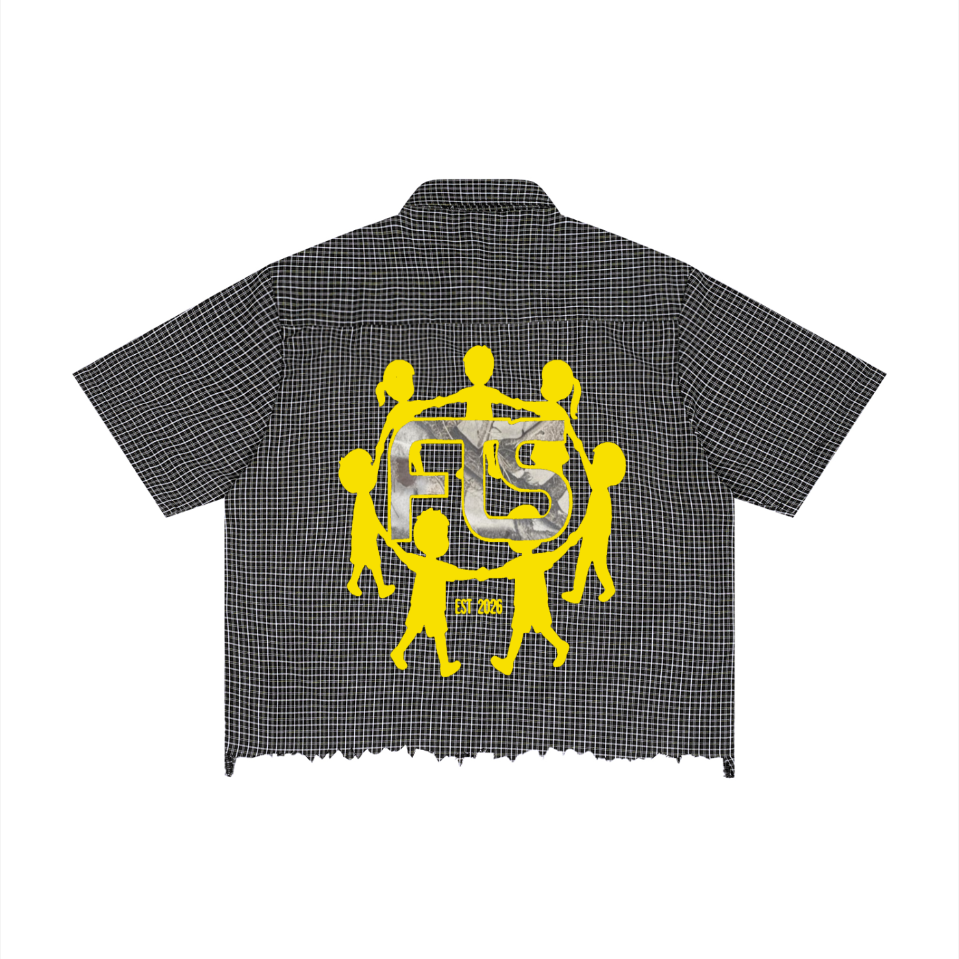 Unisex Distressed Plaid Boxy Shirt