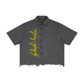 Unisex Distressed Plaid Boxy Shirt