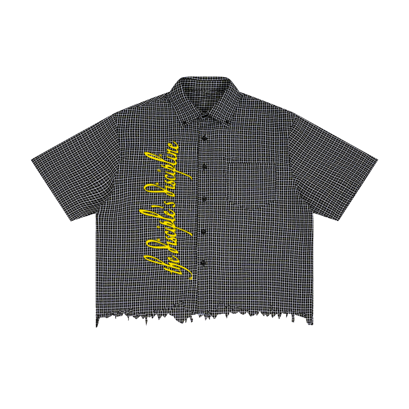 Unisex Distressed Plaid Boxy Shirt